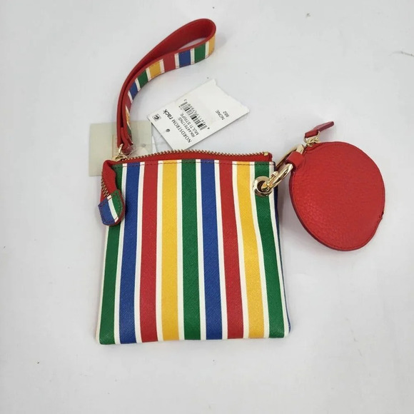 14TH & UNION Daisy Duo Rainbow Stripe Wristlet & Coin Pouch Leather NWT - Picture 2 of 8